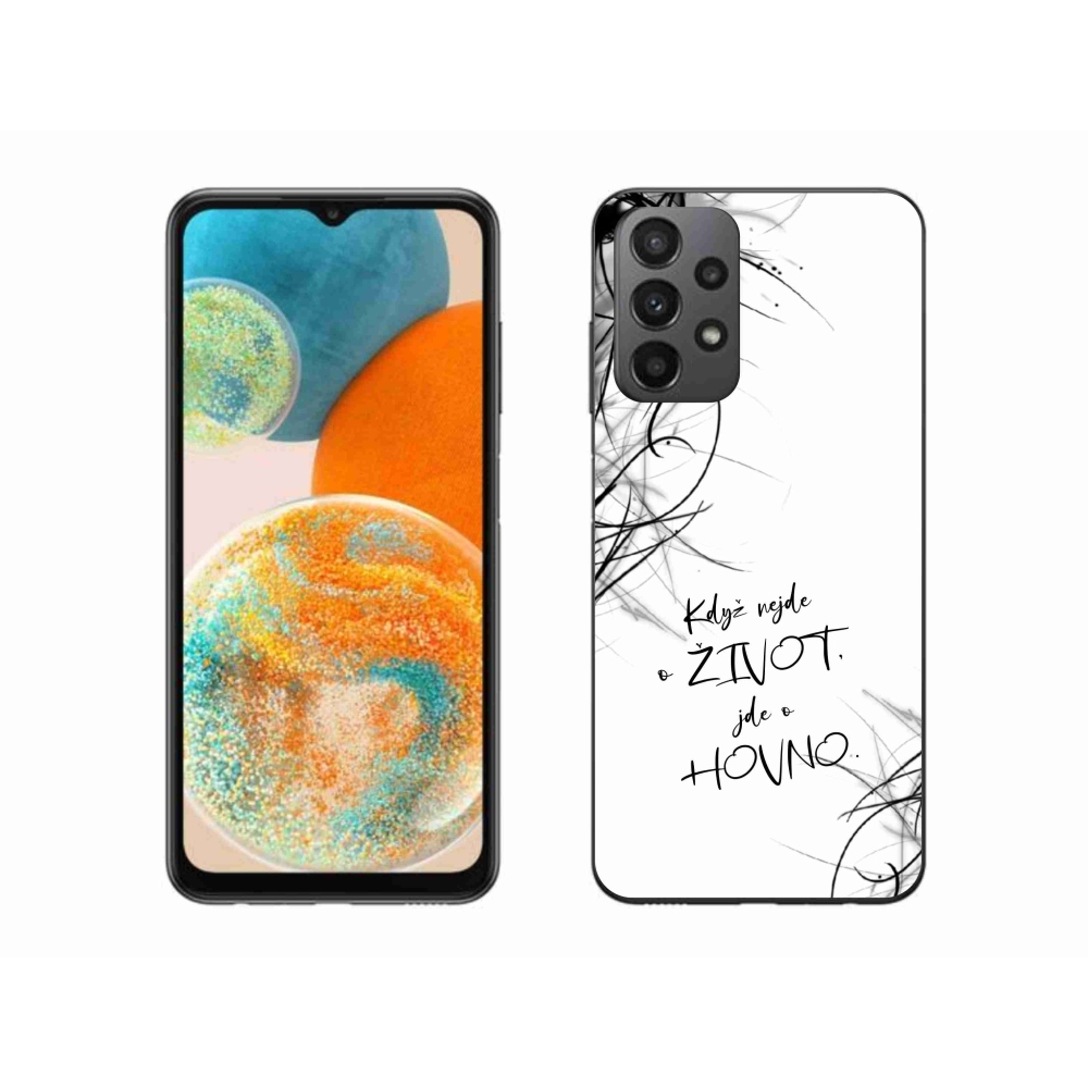 Gélový kryt mmCase na Samsung Galaxy A23 4G/5G - vtipný text 16 biele pozadie
