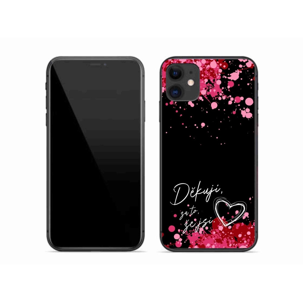 Gélový kryt mmCase na iPhone 11 - zamilovaný text 2 čierne pozadie