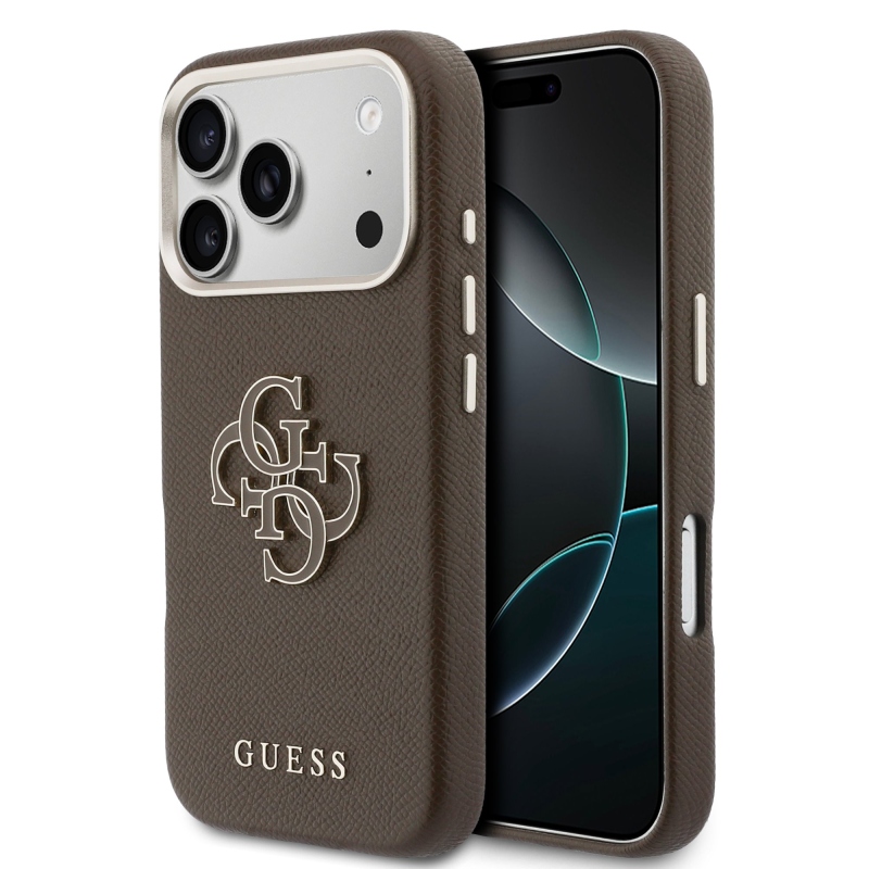Zadný kryt s logom Guess PU Resin pre iPhone 17 Pro Brown