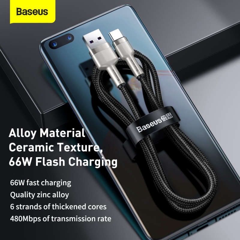 Baseus Cafule Metal Series Dátový Kábel USB-A - USB-C 66W 2m Black