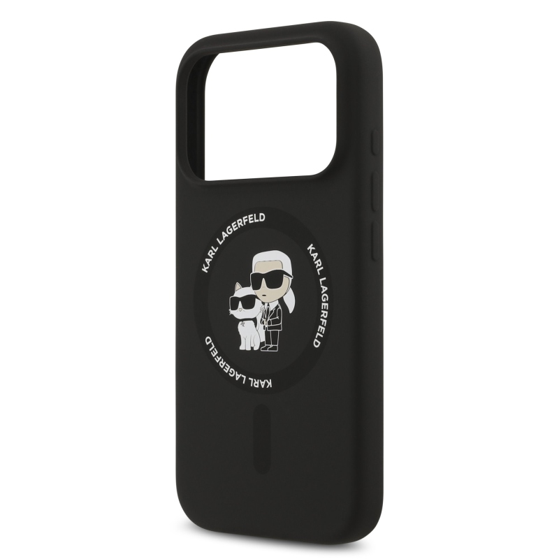 Karl Lagerfeld Liquid Silicone Karl and Choupette MagSafe zadný kryt pre iPhone 17 Pro Black