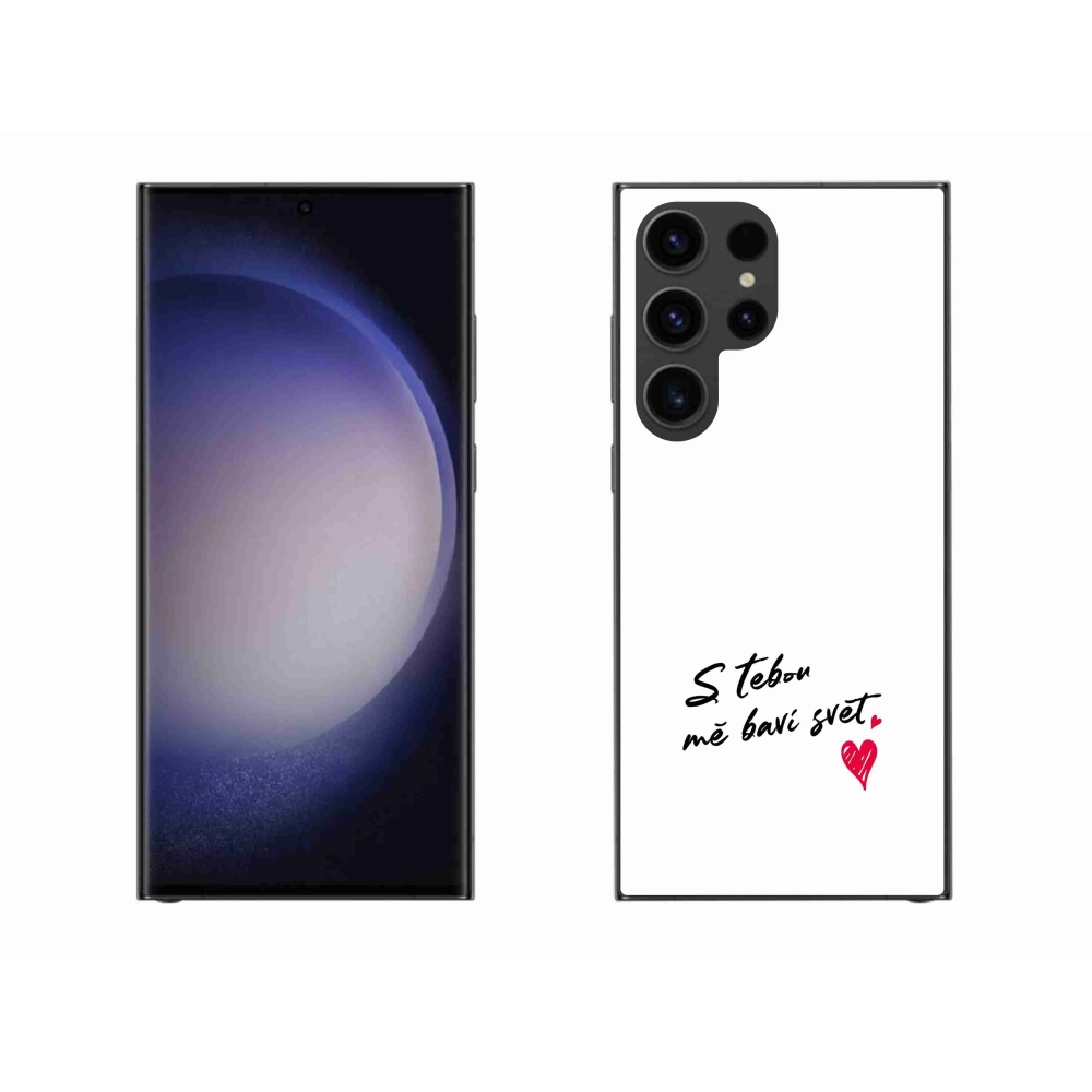 Gélový kryt mmCase na Samsung Galaxy S23 Ultra 5G - zamilovaný text 1 biele pozadie