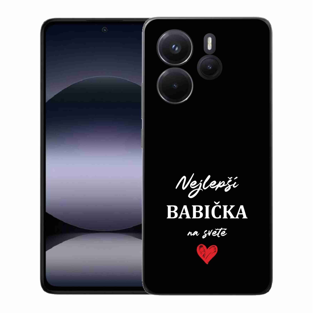 Gélový kryt mmCase na Xiaomi Redmi Note 14 - najlepšia babička 1 čierne pozadie