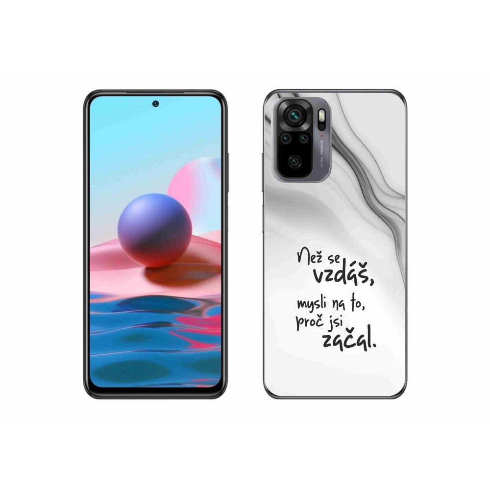 Gélový kryt mmCase na Xiaomi Redmi Note 10S - citát 2 biele pozadie