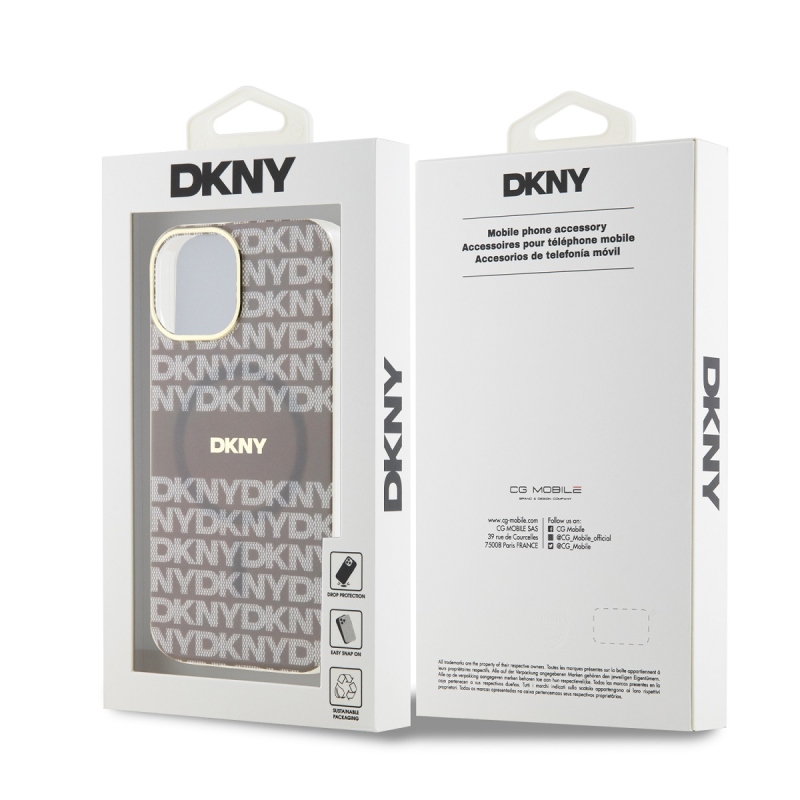 DKNY PC/TPU Repeat Pattern Tonal Stripe Magsafe Zadný Kryt pre iPhone 13 Beige