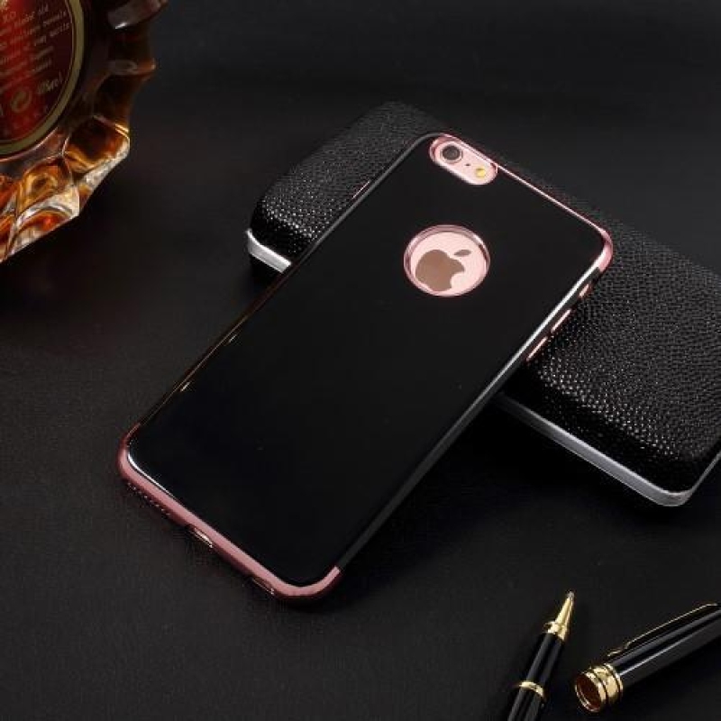 Elegant gélový obal s kontrastným lemom na iPhone 6s Plus a 6 Plus - Rosegold