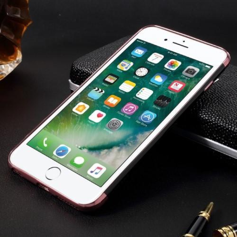 Elegant gélový obal s kontrastným lemom na iPhone 6s Plus a 6 Plus - Rosegold