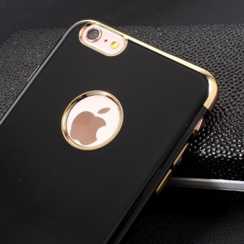 Elegant gélový obal s kontrastným lemom na iPhone 6s Plus a 6 Plus - zlatý