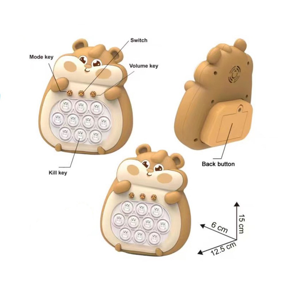 Elektronická reakčná hra s bublinkovým panelom pre deti - hnedá