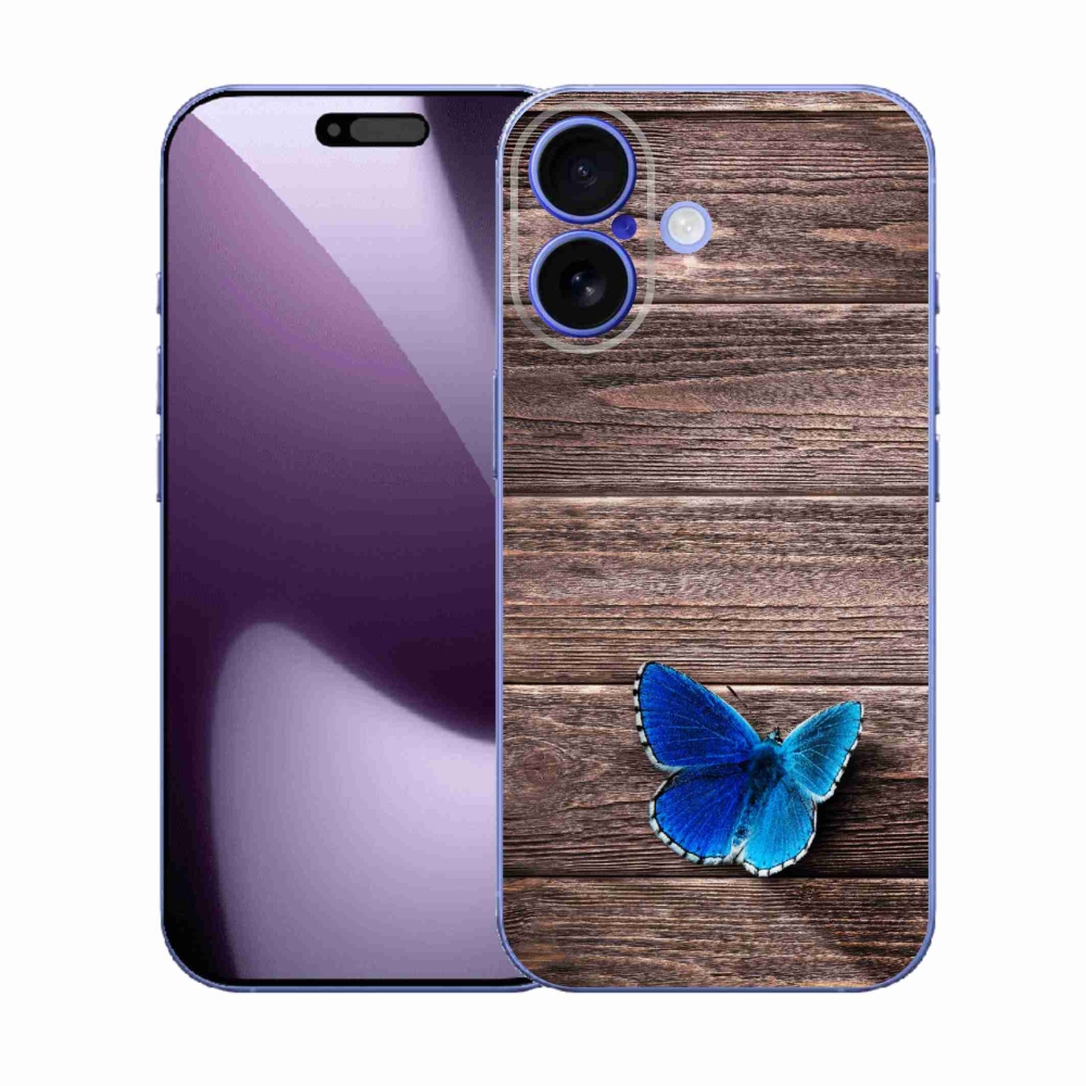 Gélový kryt mmCase na iPhone 17 - modrý motýľ 1