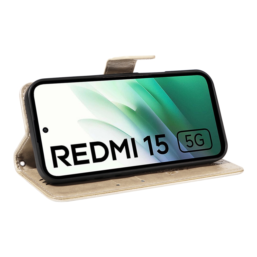 Trees knižkové púzdro na Xiaomi Redmi 15 4G (171mm) - zlaté
