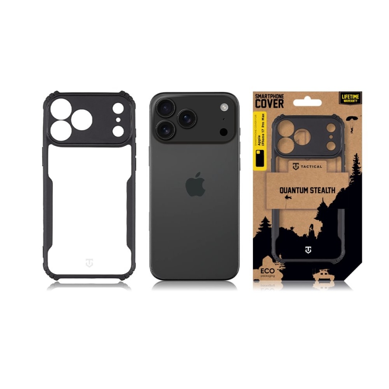Taktický kryt Quantum Stealth pre Apple iPhone 17 Pro Max číry/čierny