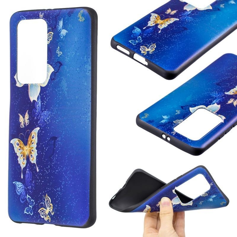 Emboss gélový obal na mobil Huawei P40 Pro - motýle