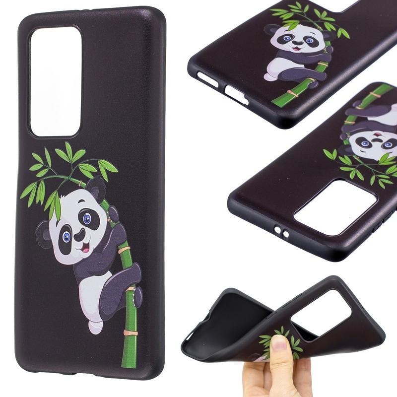 Emboss gélový obal na mobil Huawei P40 Pro - panda na bambusu