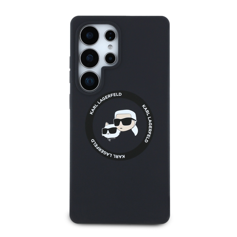 Karl Lagerfeld Liquid Silicone K&CH Heads MagSafe Zadný Kryt pre Samsung Galaxy S25 Ultra Black