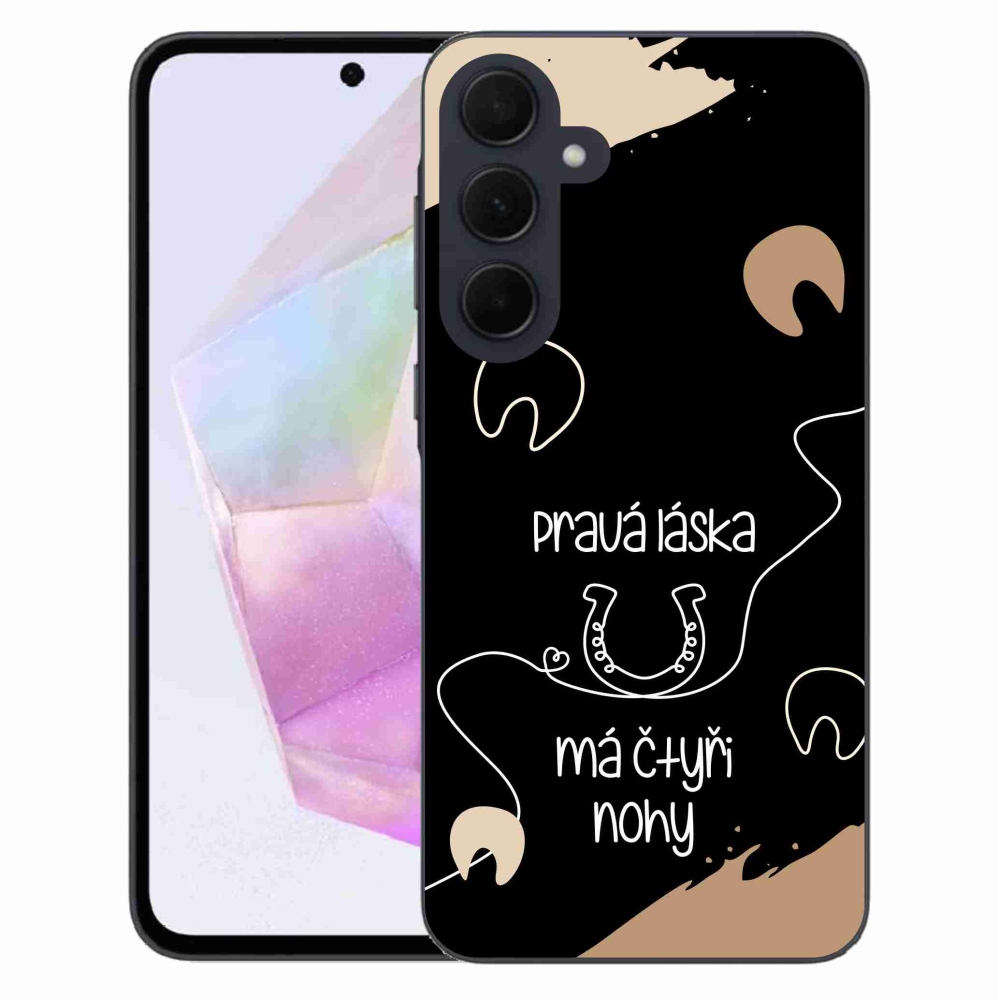 Gélový kryt mmCase na Samsung Galaxy A35 5G - konský motív čierne pozadie