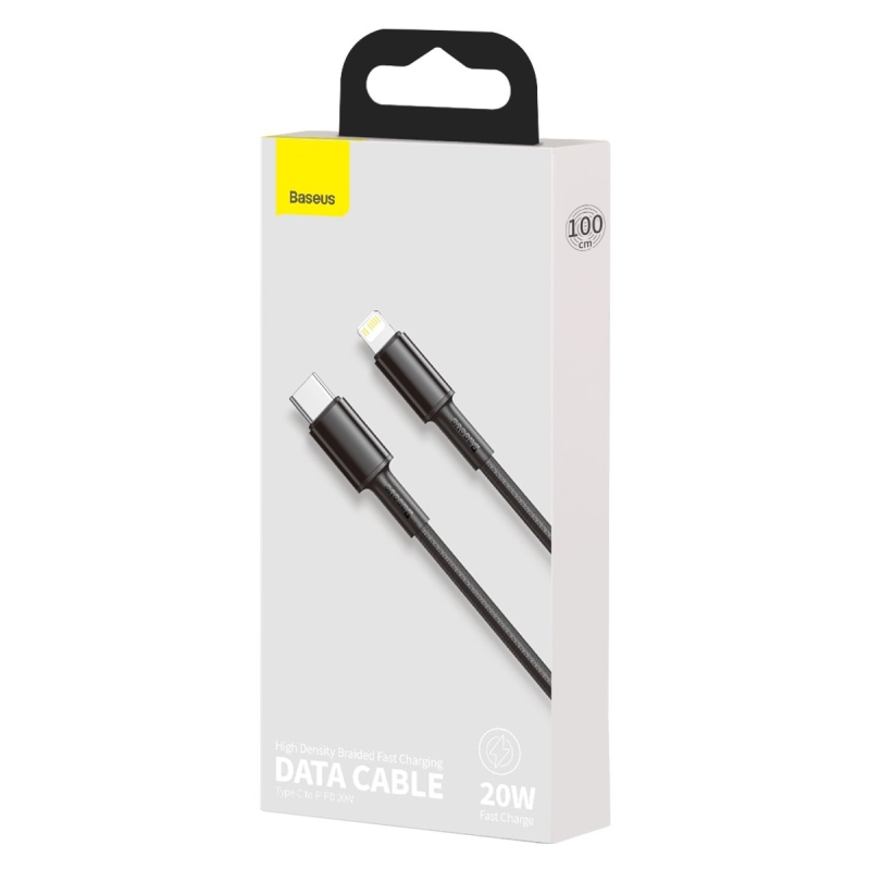 Baseus High Density Braided Series Fast Charging Dátový Kábel USB-C - Lighting 20W 1m Black