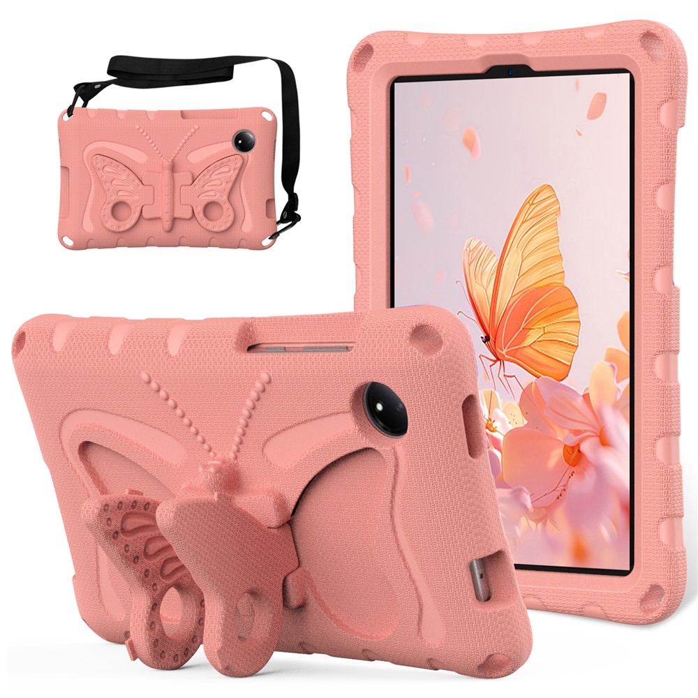 Kids Butterfly EVA odolné púzdro s popruhom na tablet Xiaomi Redmi Pad SE 8.7 - ružové