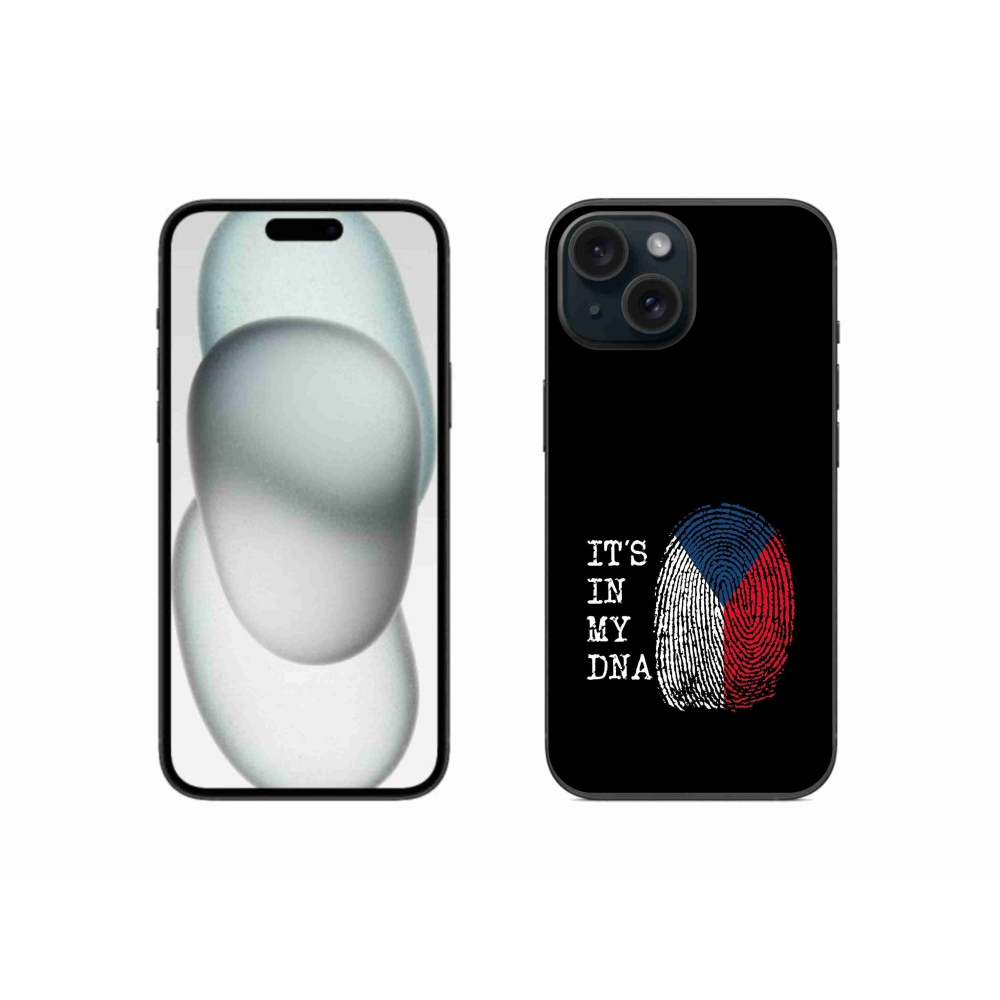 Gélový kryt mmCase na iPhone 15 - vlajka odtlačok prsta čierne pozadie