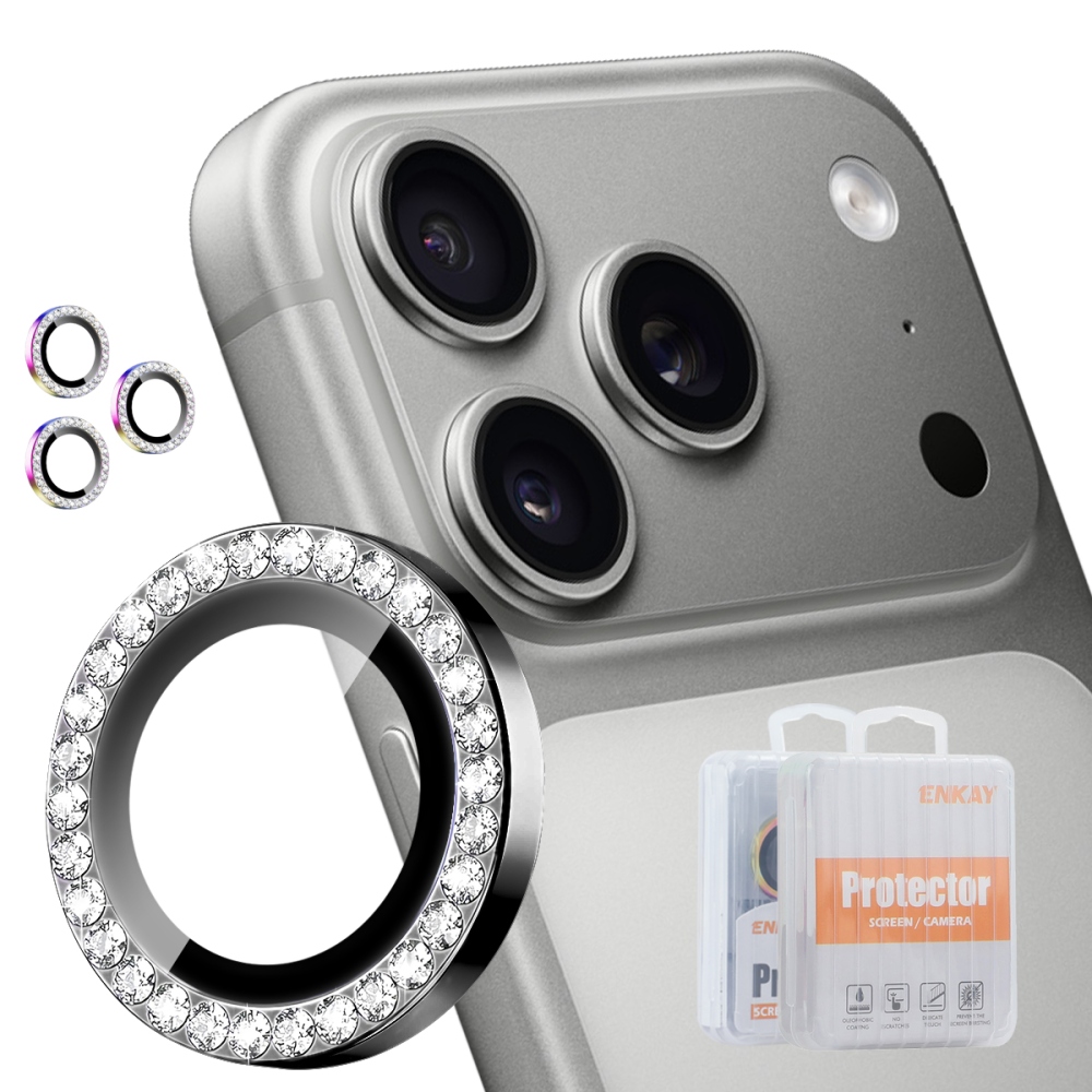 ENK Decor sklo šošovky fotoaparátu na iPhone 18 Pro Max/18 Pro (samostatné sklá) - čierne
