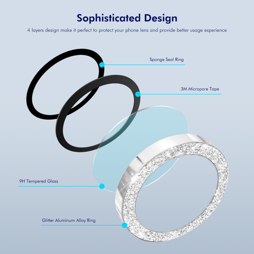 ENK Decor sklo šošovky fotoaparátu na Samsung Galaxy A37 5G/A57 5G (samostatné sklá) - strieborné