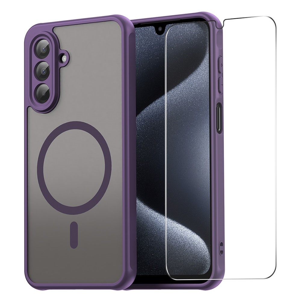 ENKAY matný gélový obal s MagSafe + 9H ochranné sklo na Samsung Galaxy A16 4G/5G - fialový