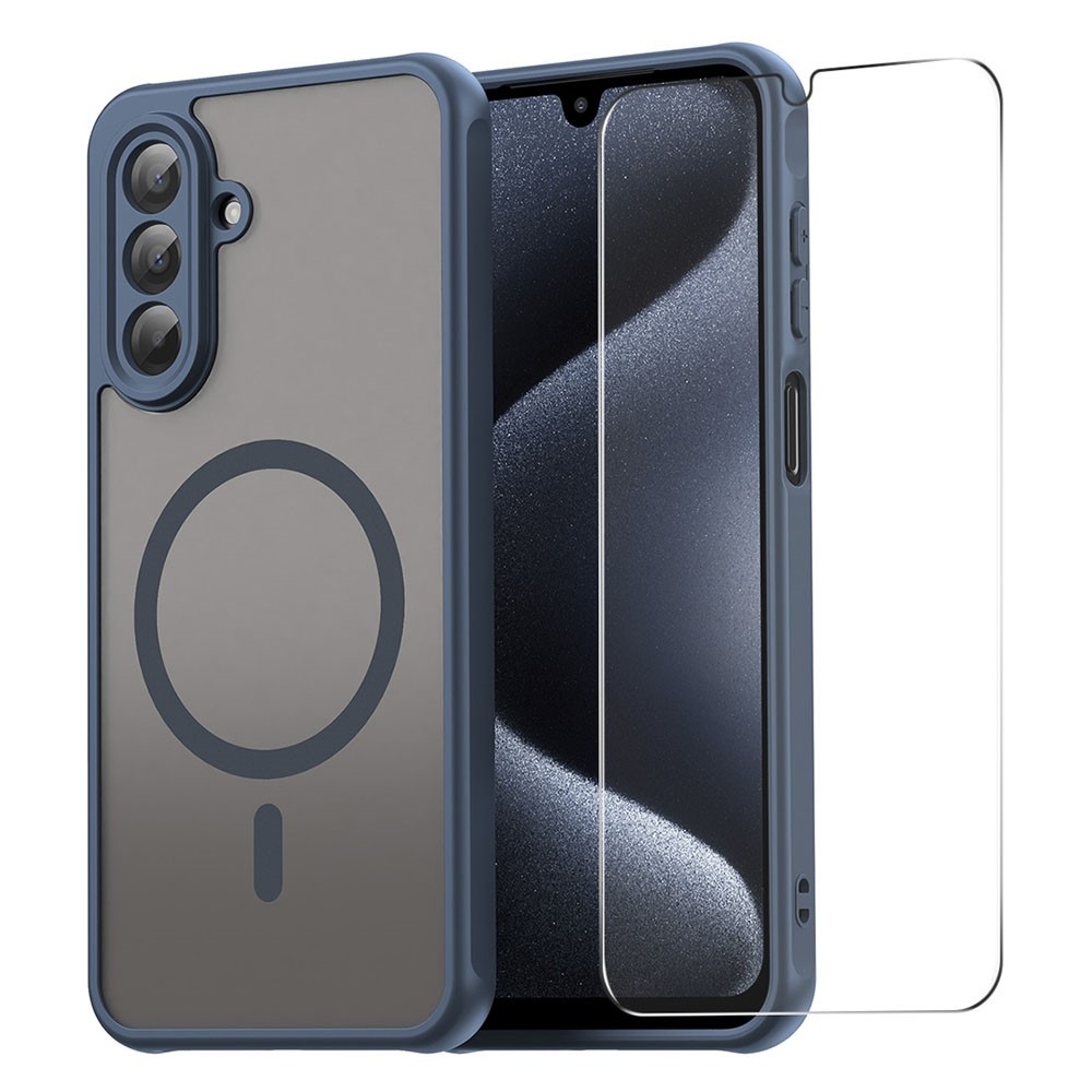 ENKAY matný gélový obal s MagSafe + 9H ochranné sklo na Samsung Galaxy A16 4G/5G - modrý