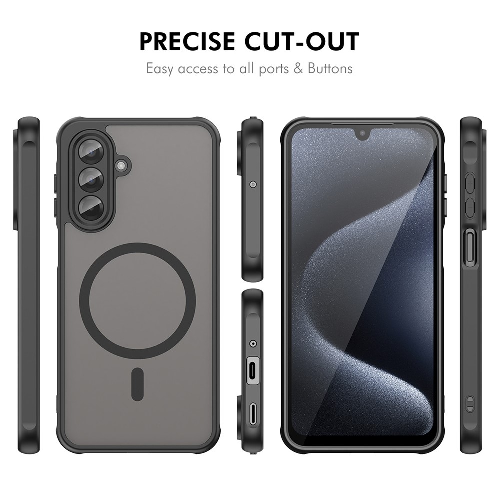 ENKAY matný gélový obal s MagSafe + 9H ochranné sklo na Samsung Galaxy A17 4G/5G - čierny