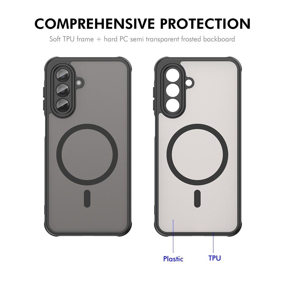 ENKAY matný gélový obal s MagSafe + 9H ochranné sklo na Samsung Galaxy A26 5G - čierny