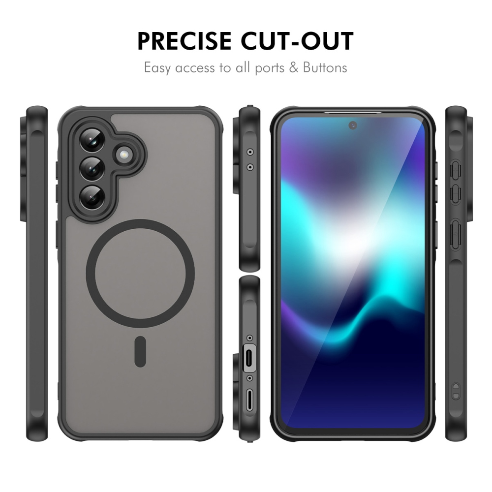 ENKAY matný gélový obal s MagSafe + 9H ochranné sklo na Samsung Galaxy A37 5G - čierny