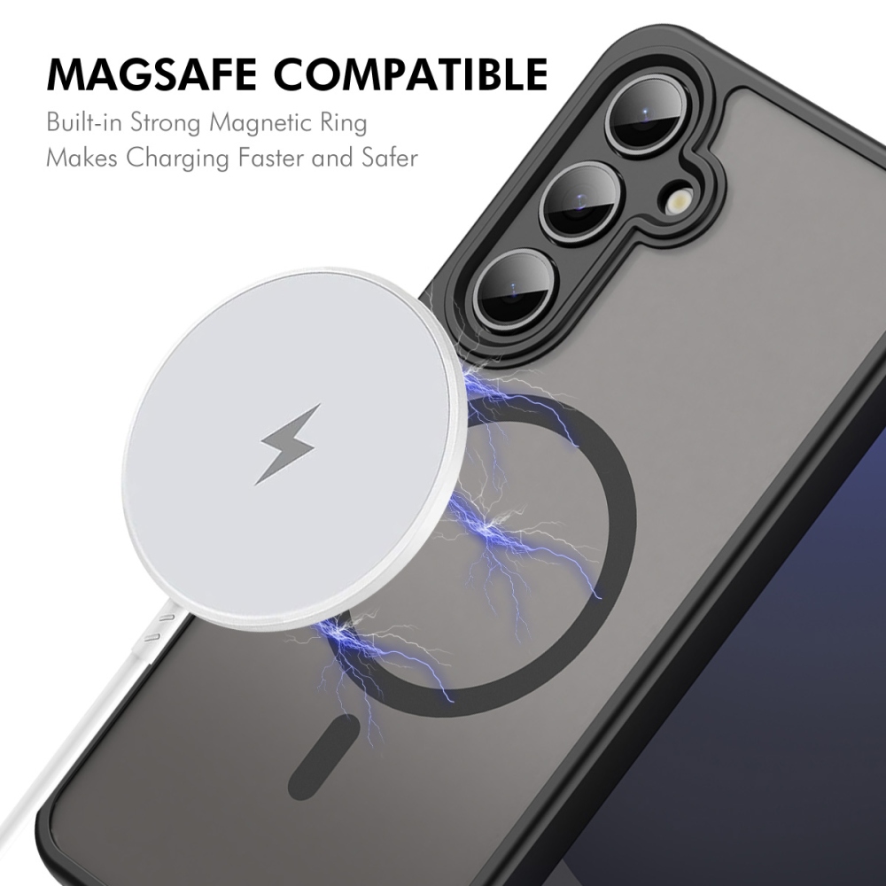 ENKAY matný gélový obal s MagSafe + 9H ochranné sklo na Samsung Galaxy A37 5G - čierny