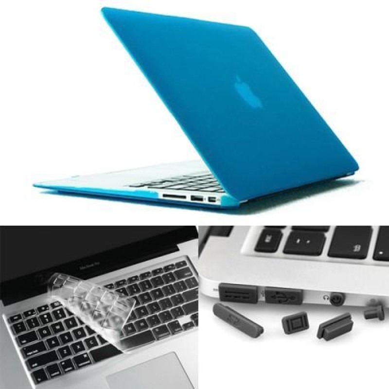 Ienky set matný plastový obal, chránič klávesnice a protiprachová zástrčka na MacBook Air 13.3 - svetlomodrý