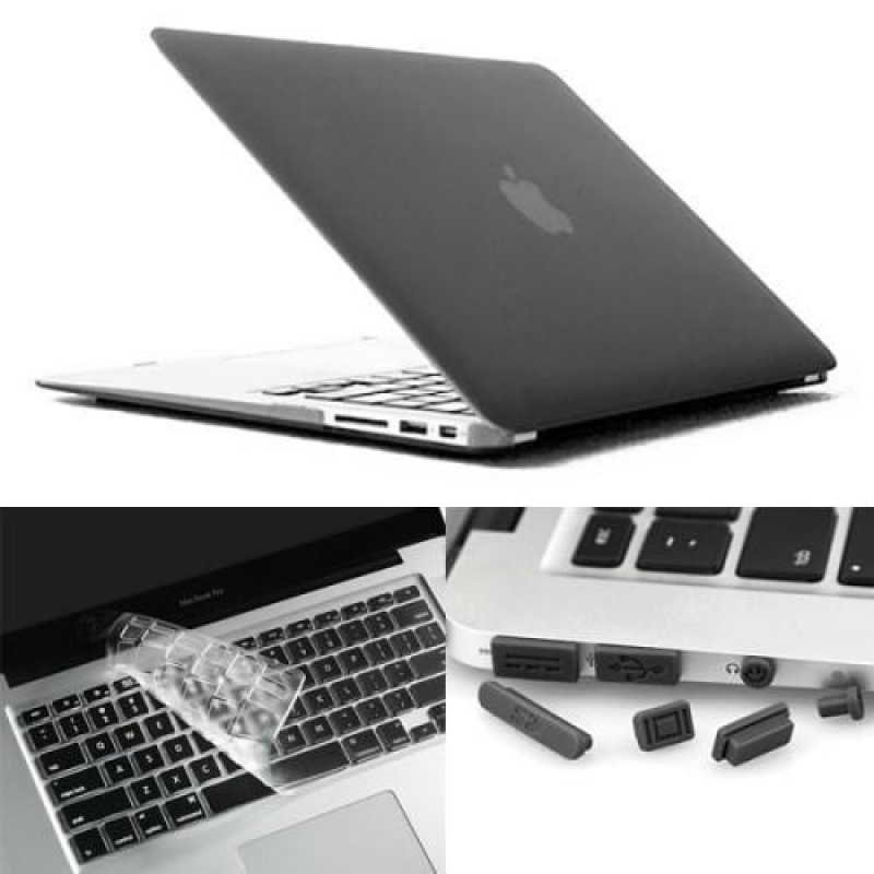 Ienky set matný plastový obal, chránič klávesnice a protiprachová zástrčka na MacBook Air 13.3 - šedý