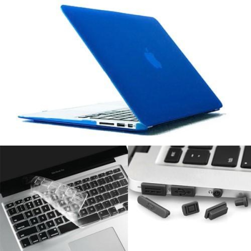 Ienky set matný plastový obal, chránič klávesnice a protiprachová zástrčka na MacBook Air 13.3 - tmavomodrý