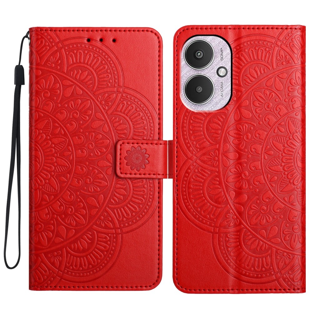 Mandala knižkové púzdro na Xiaomi Redmi 13C 5G - červené