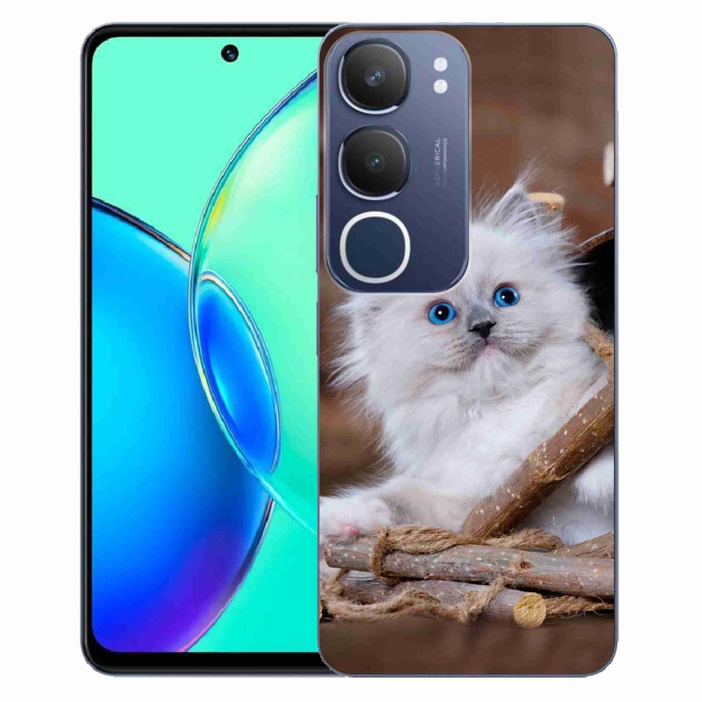Gélový kryt mmCase na Vivo Y19s - biele mačiatko