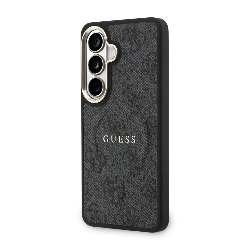 Guess PU kožený zadný kryt 4G Gold Frame Magnetic pre Samsung Galaxy S26+ Black