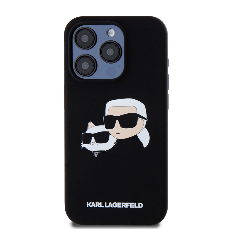 Karl Lagerfeld Liquid Silicone Double Heads Magsafe Zadný Kryt pre iPhone 15 Pro Black