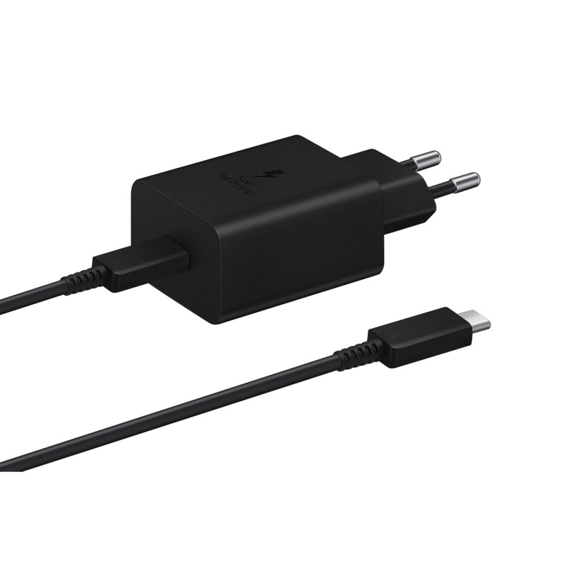 EP-T4510XBE Samsung 45W Cestovná nabíjačka + USB-C Dátový Kábel Black