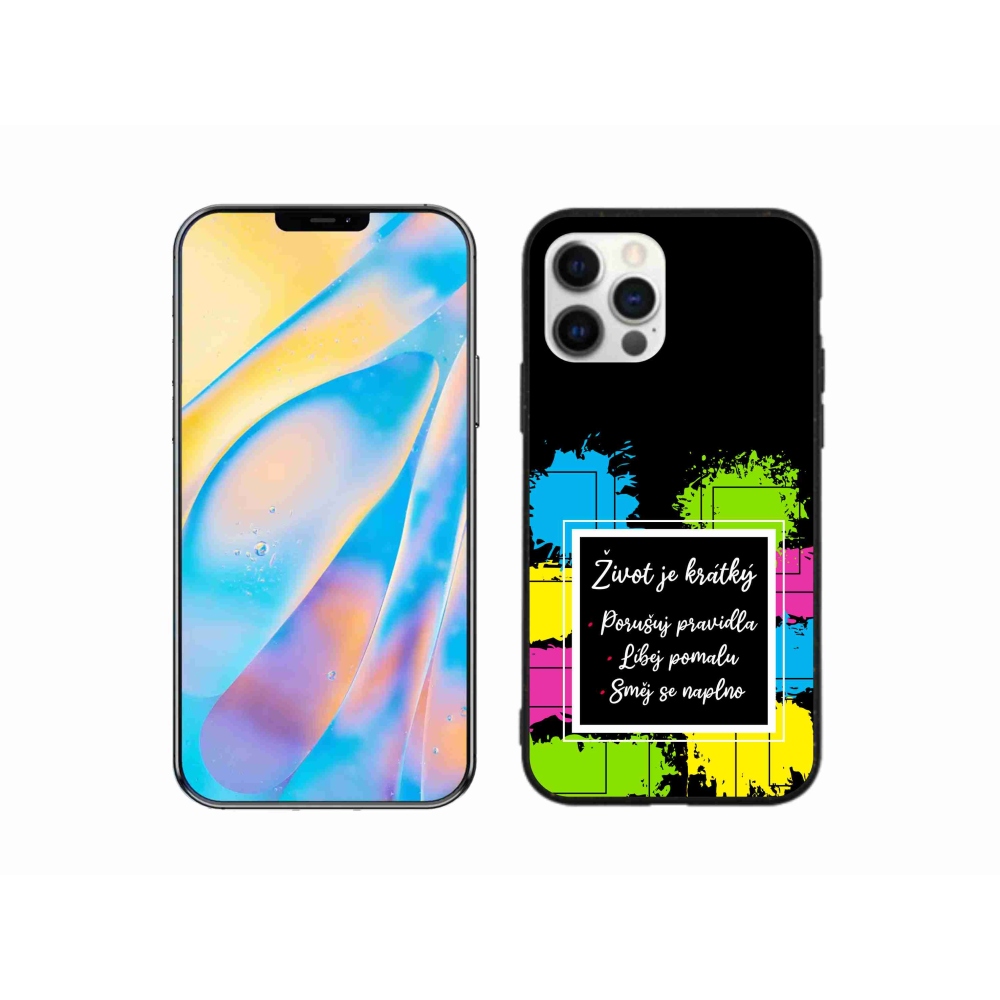 Gélový kryt mmCase na iPhone 12 Pro - citát 5 čierne pozadie