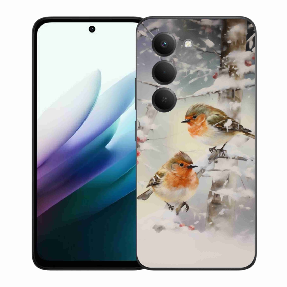 Gélový kryt mmCase na Xiaomi Redmi 15 4G/5G (171mm) - vtáčiky v zime
