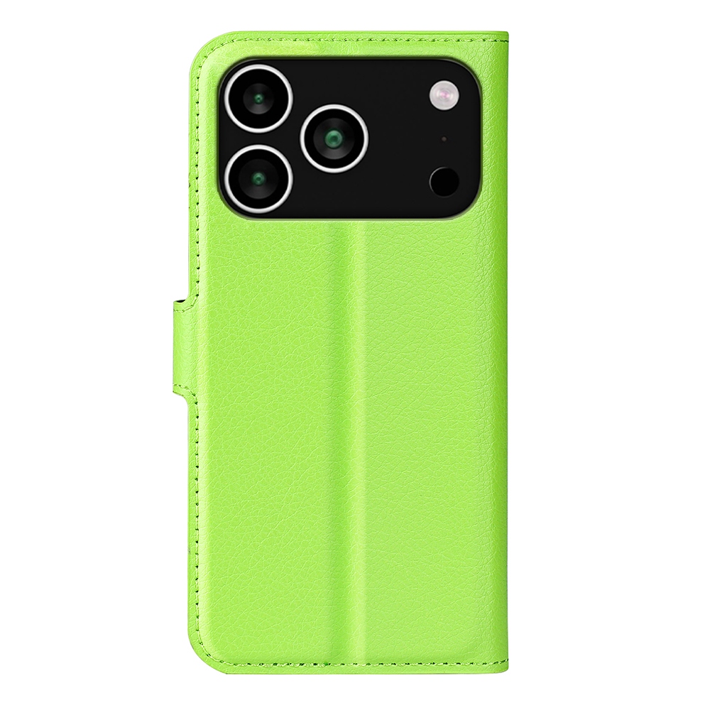 Litchi knižkové púzdro na iPhone 17 Pro - zelený