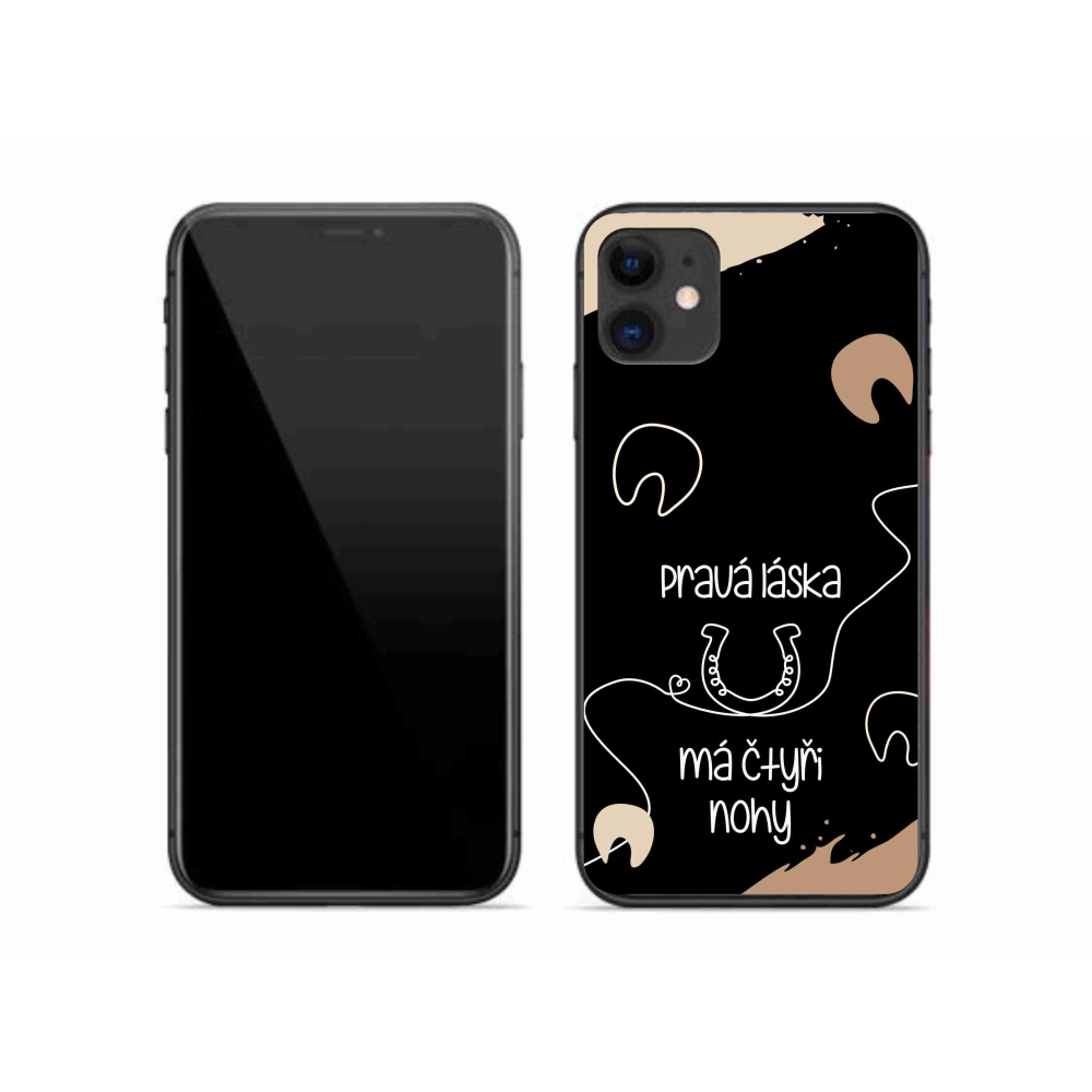 Gélový kryt mmCase na iPhone 11 - konský motív čierne pozadie