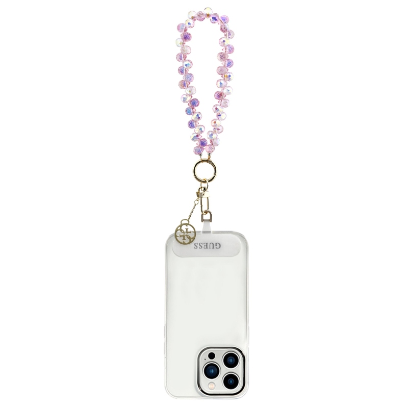 Guess Universal Hand Strap Crystals 4G Charm Pink