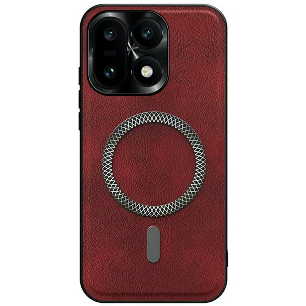 Equip gélový obal s umelou kožou a MagSafe na OnePlus 15 5G - vínový