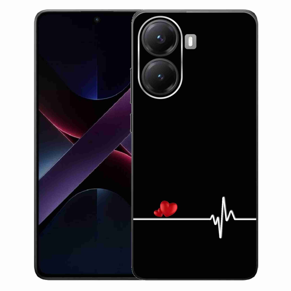 Gélový kryt mmCase na Xiaomi Poco X7 Pro 5G - srdce a tep čierne pozadie