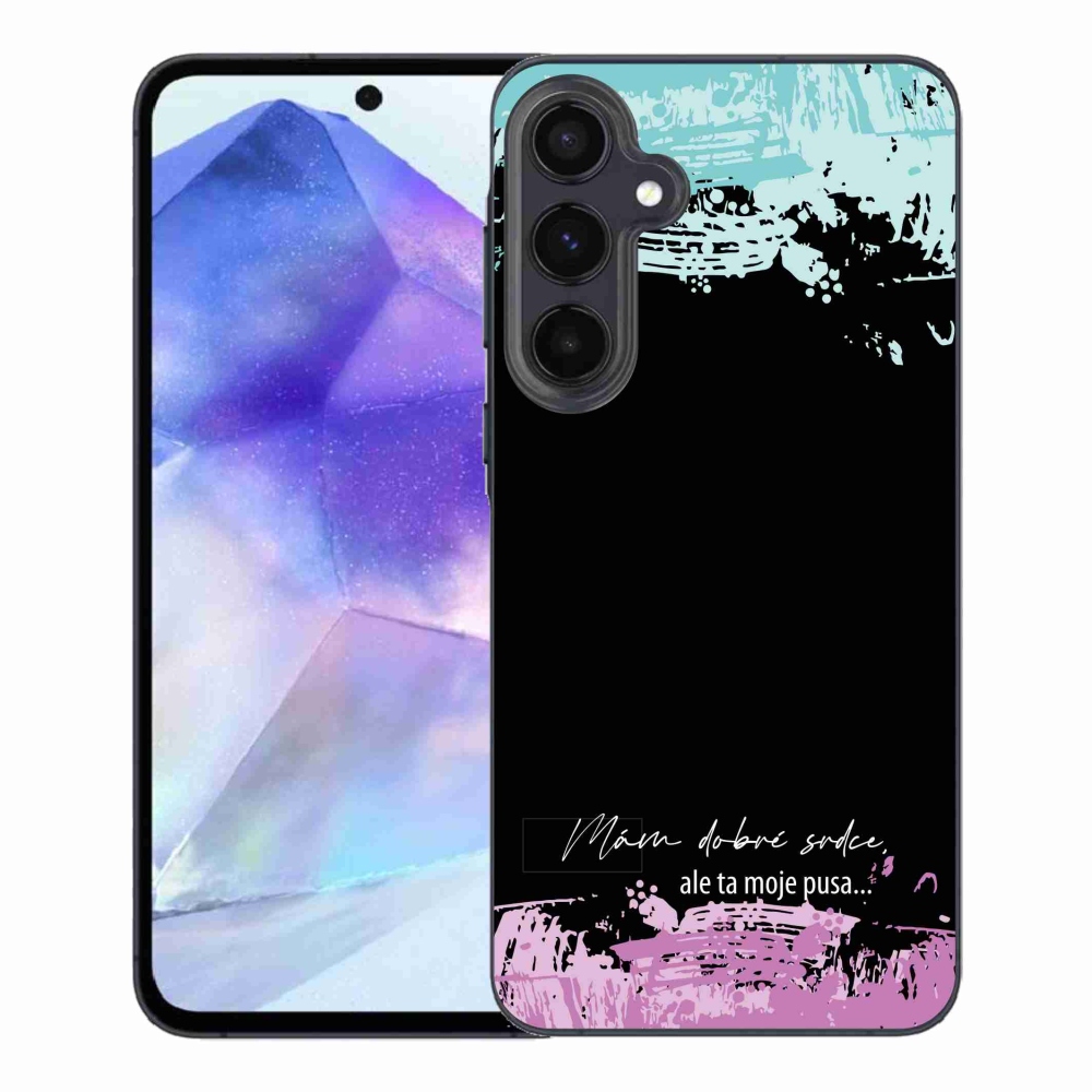 Gélový kryt mmCase na Samsung Galaxy A55 5G - vtipný text 3 čierne pozadie
