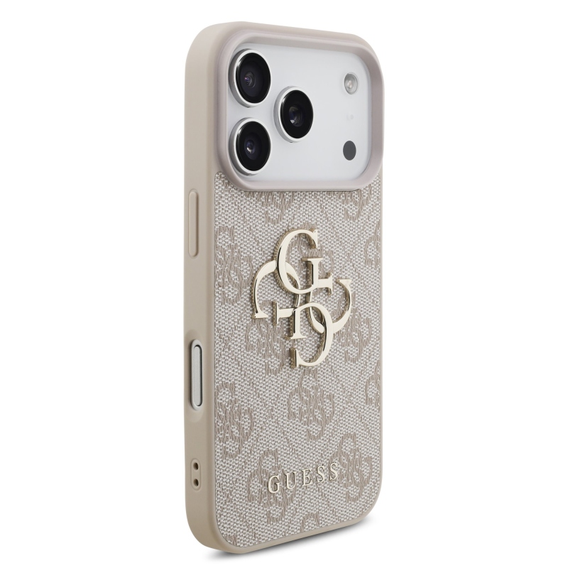 Guess PU 4G Metal Logo zadný kryt pre iPhone 18 Pro, ružový