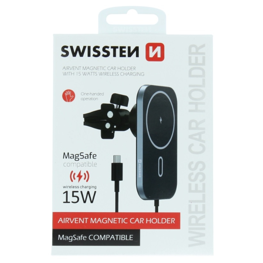 Magnetický držiak Swissten do ventilátora s bezdrôtovým dobíjaním 15W as MagSafe