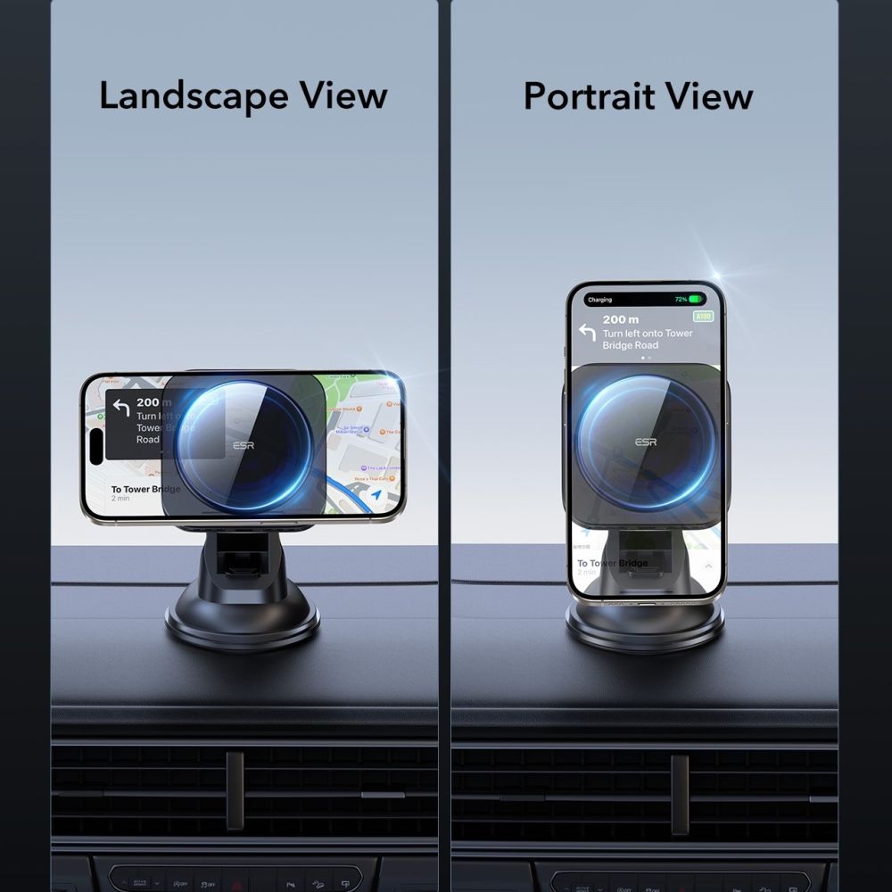 ESR HaloLock Qi2 MagSafe magnetický držiak na palubnú dosku s bezdrôtovým nabíjaním 15W - čierny